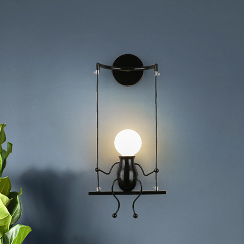 Swinging Figure Silhouette Durable Metal Wall Light