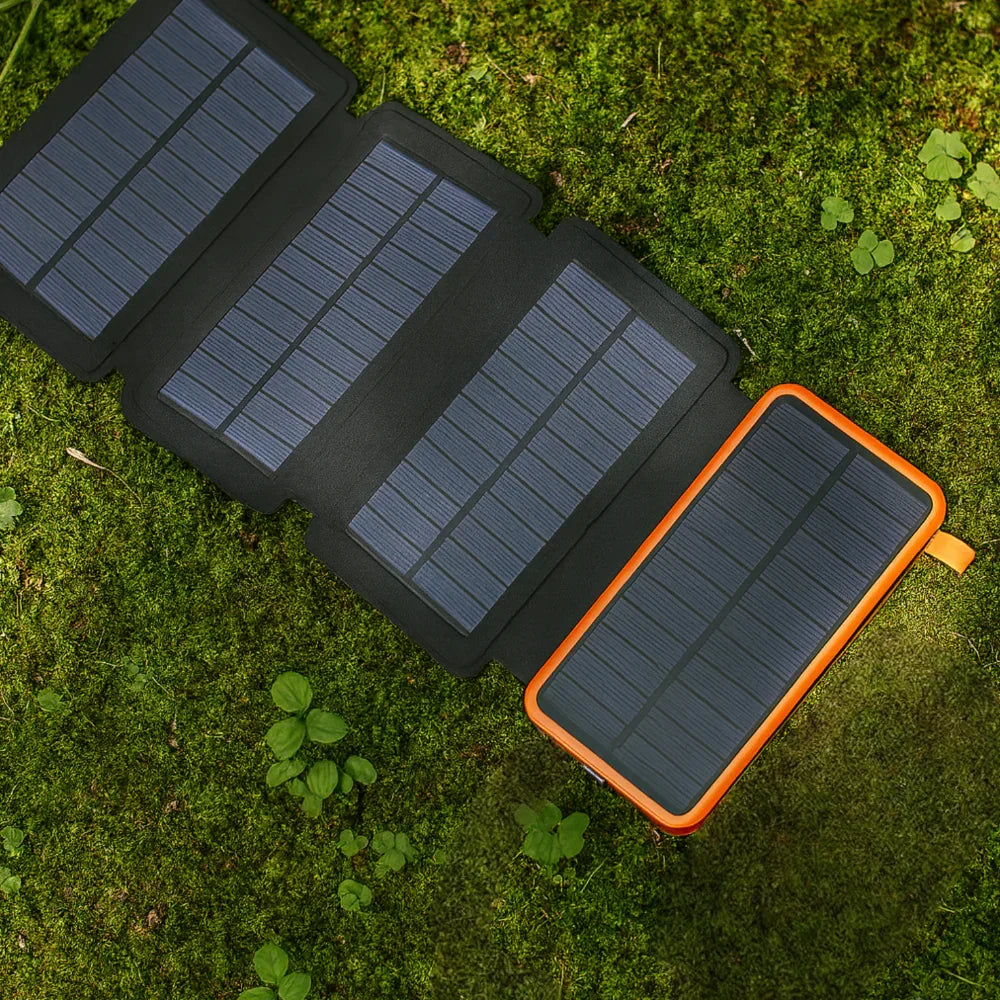 Portable Rugged Outdoor Solar Power Bank Charger with Foldable Panel