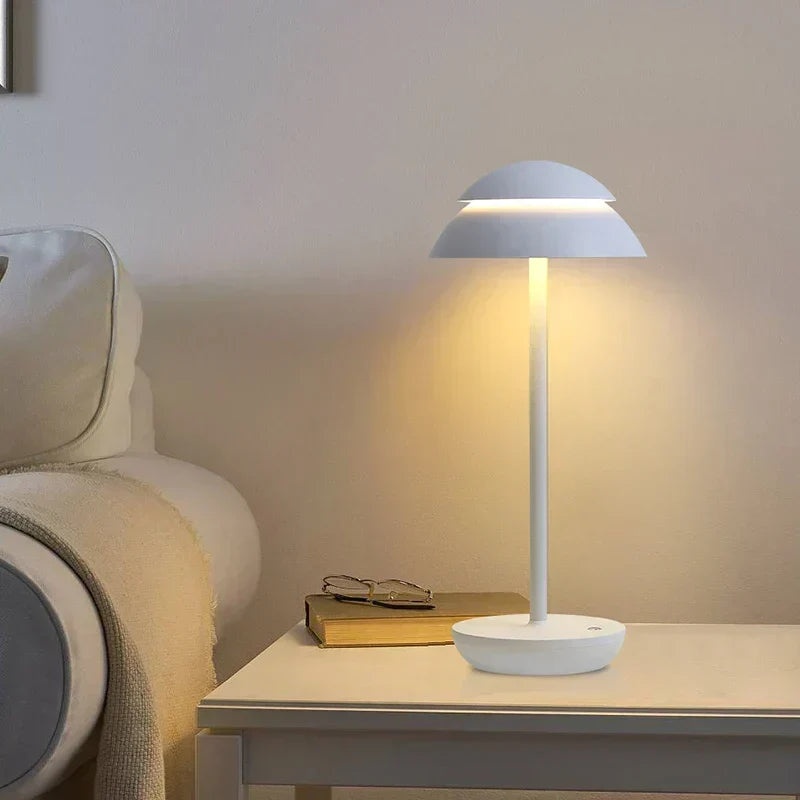 Sculptural Dome Shade Cordless Aluminium Rechargeable Table Lamp
