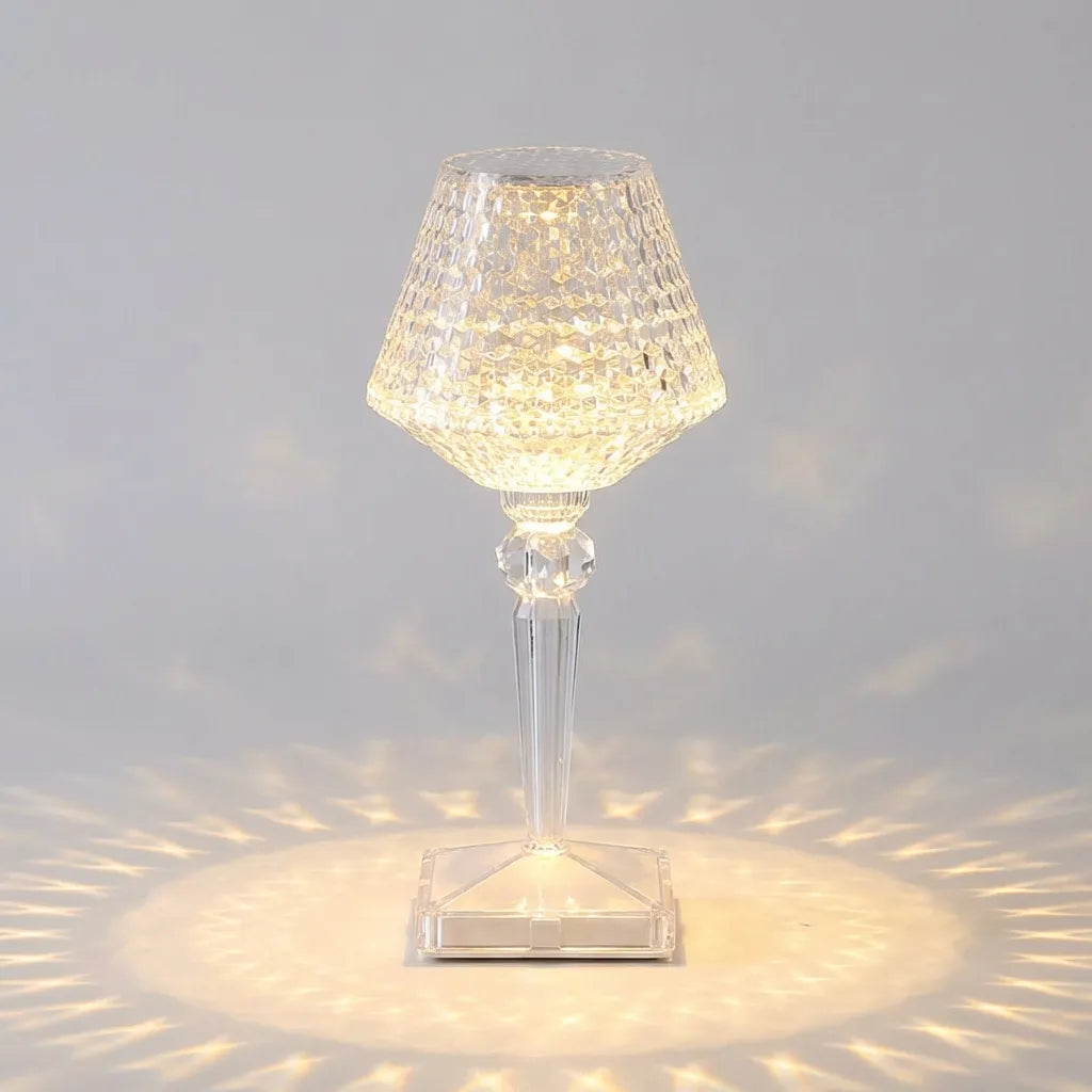 Faceted Crystal Inspired Acrylic Rechargeable Dimmable Table Lamp