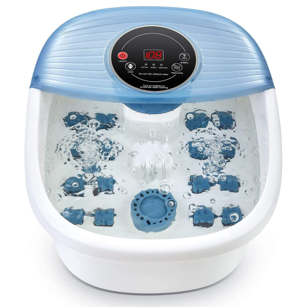 Vibrating Foot Spa Basin Bubble Bath Massager with Rollers