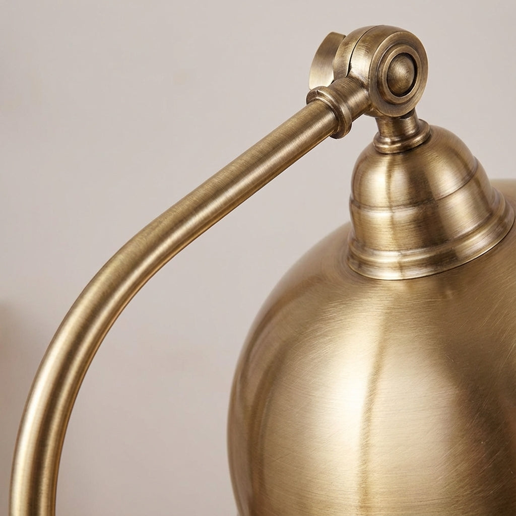 Vintage Curved Arm Dome Shade Metal Table Lamp