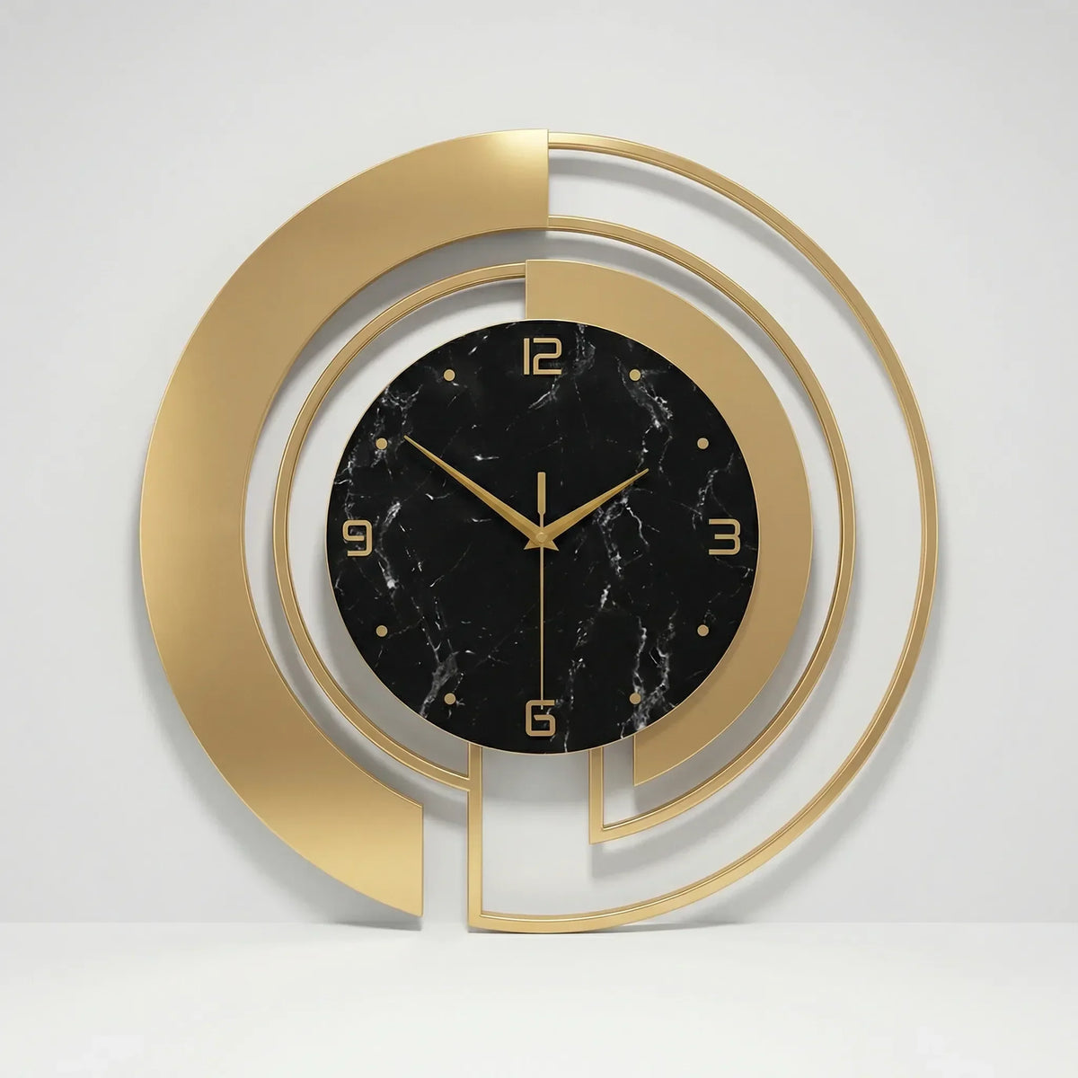 Layered Ring Frame Marbled Dial Round Wall Clock