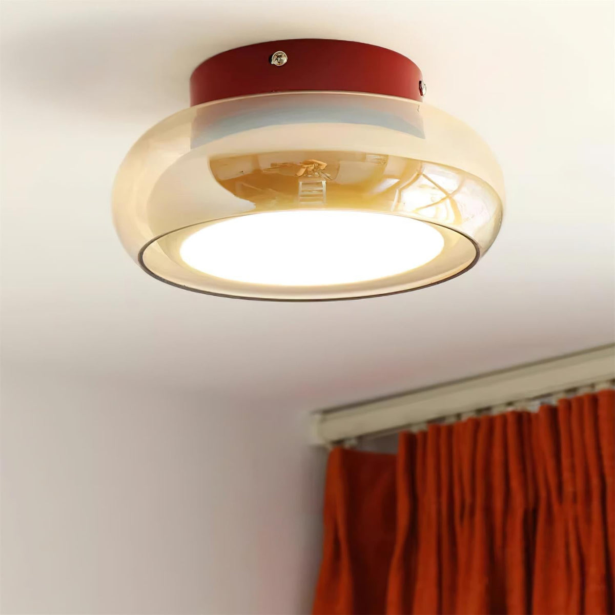 Retro Glass Compact Low Profile Flush Mount Ceiling Light