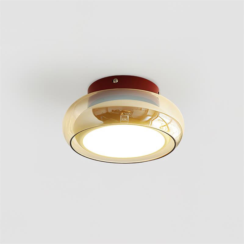 Retro Glass Compact Low Profile Flush Mount Ceiling Light