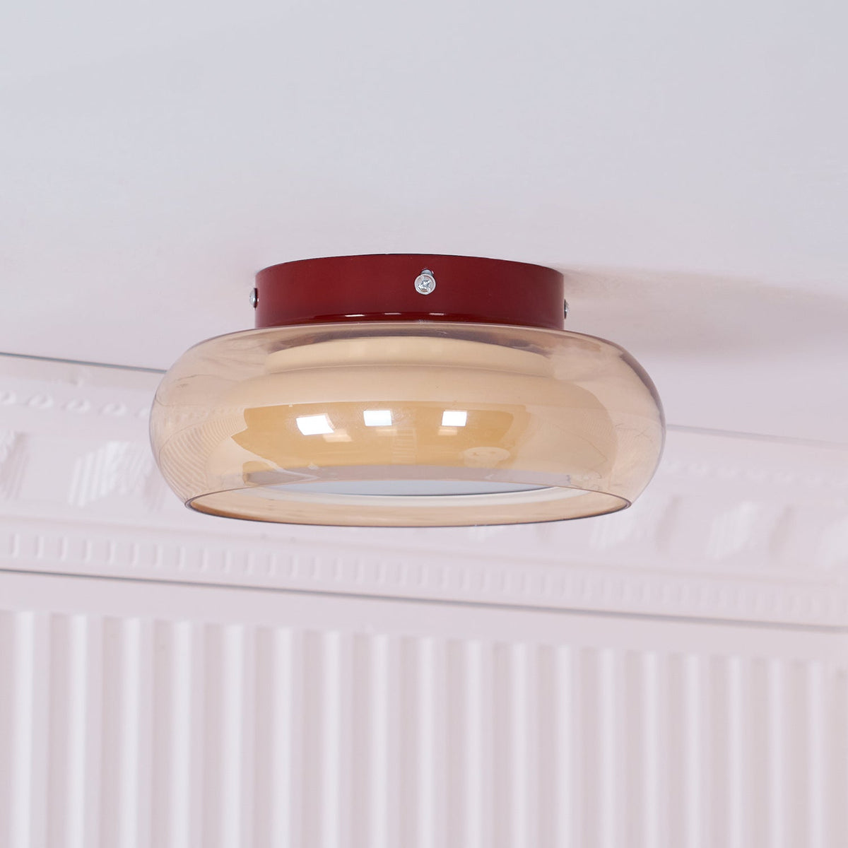 Retro Glass Compact Low Profile Flush Mount Ceiling Light