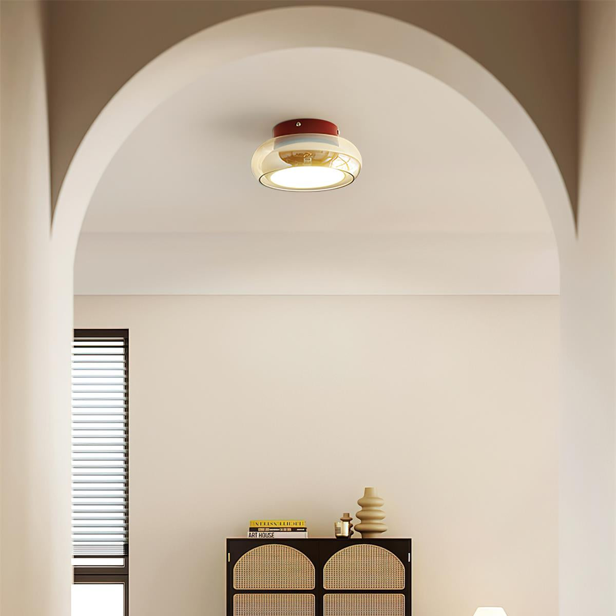 Retro Glass Compact Low Profile Flush Mount Ceiling Light