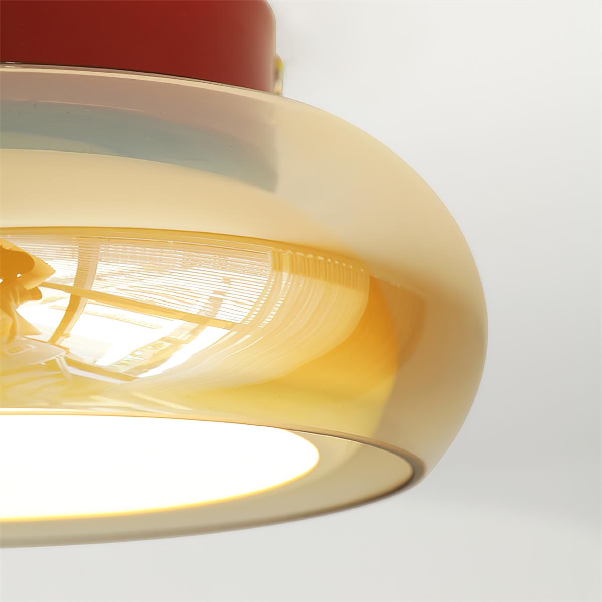 Retro Glass Compact Low Profile Flush Mount Ceiling Light