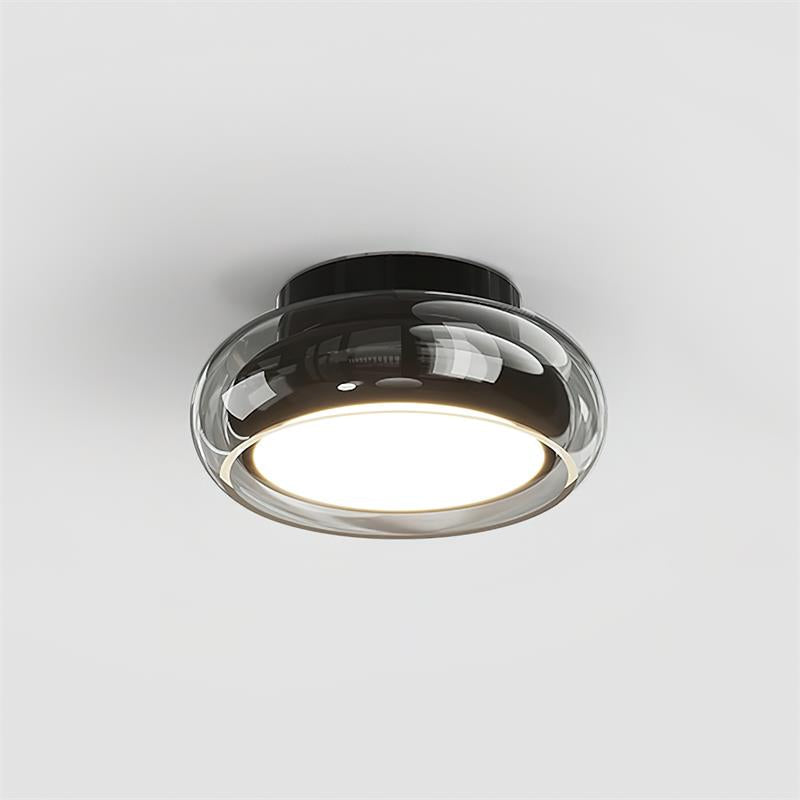 Retro Glass Compact Low Profile Flush Mount Ceiling Light