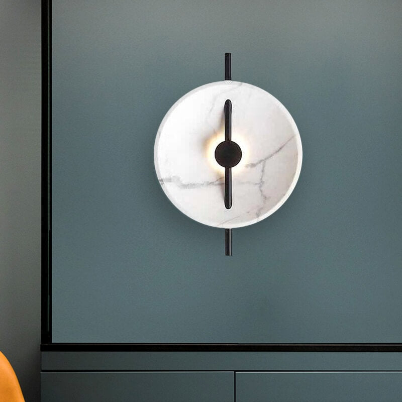 Round Marble Effect Resin Sculptural Wall Light