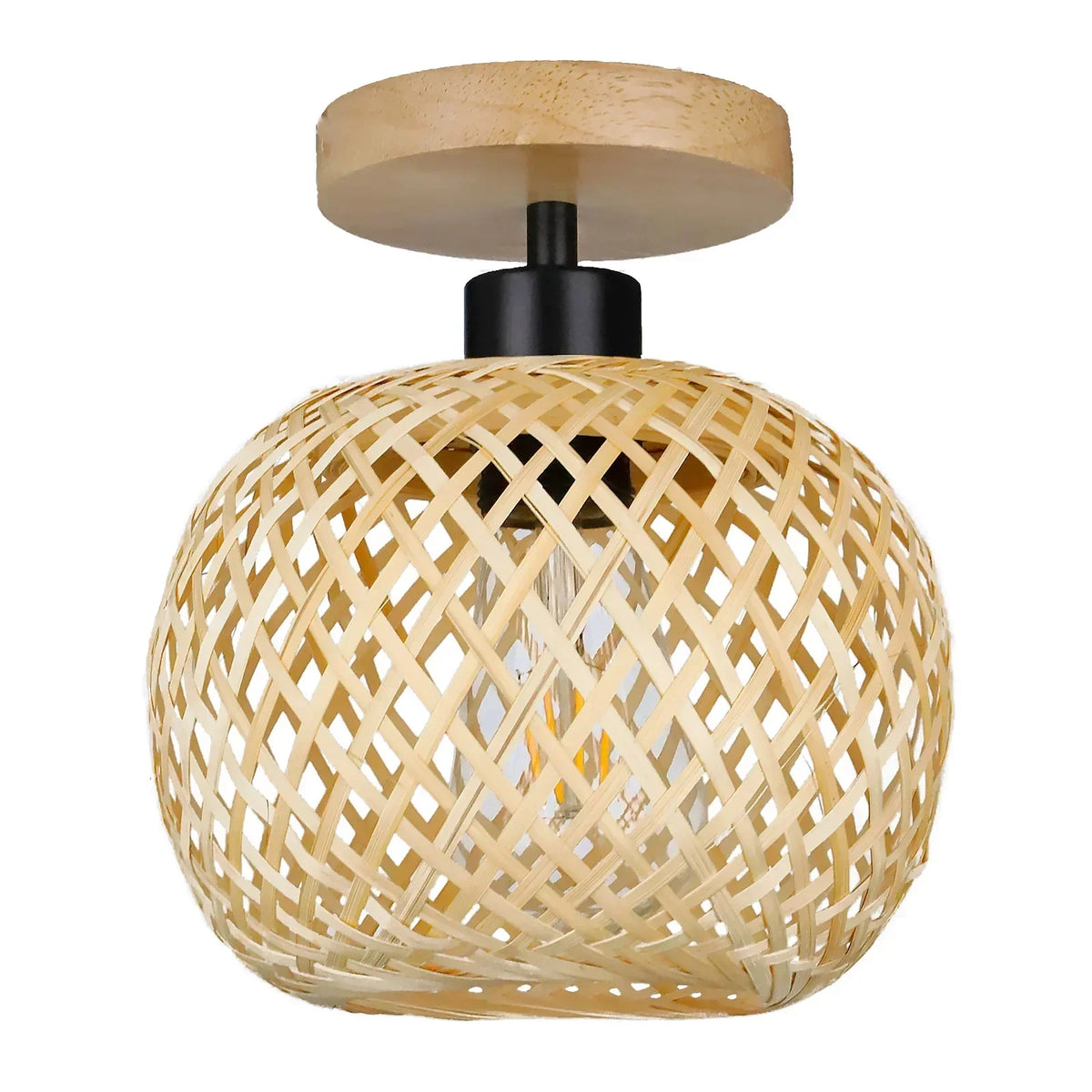 Handwoven Bamboo Rattan Surface Mount Ceiling Light