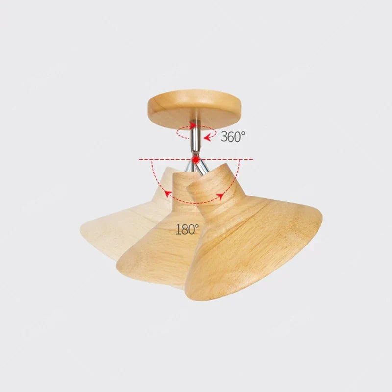 Natural Timber Cone Silhouette Scandinavian Minimalist Ceiling Light