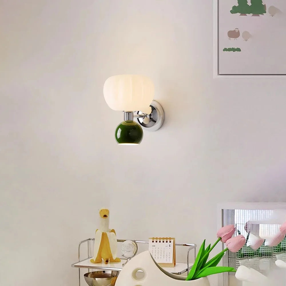 Sculptural Pumpkin Shaped Glass Nordic Wall Light