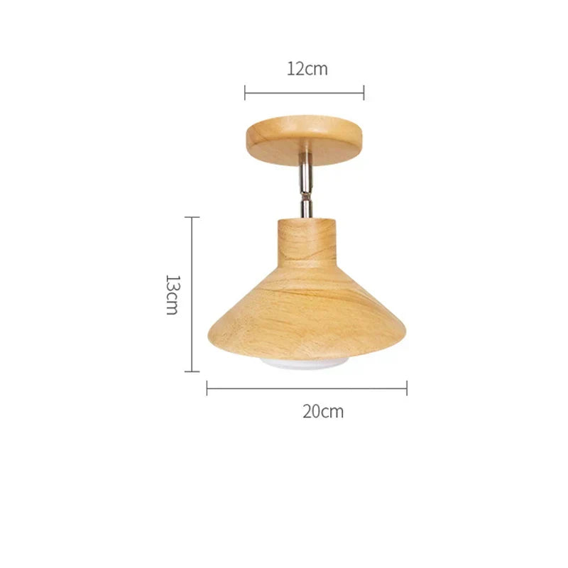 Natural Timber Cone Silhouette Scandinavian Minimalist Ceiling Light
