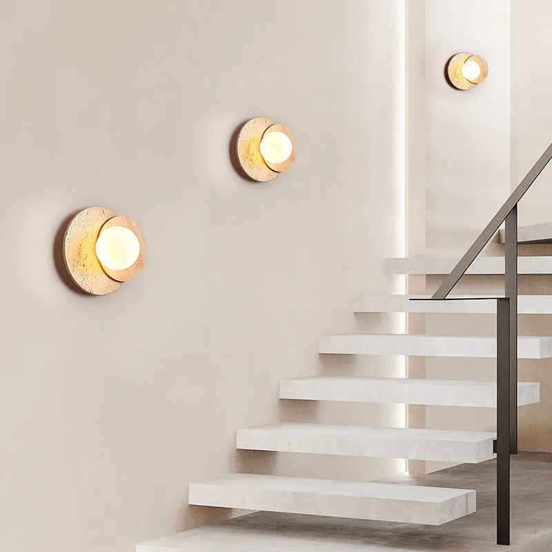 Wabi-Sabi Organic Stone And Wood Textured Wall Light