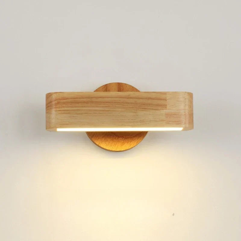 Japanese Minimalist Solid Wood Aluminium Rotating Adjustable Wall Light