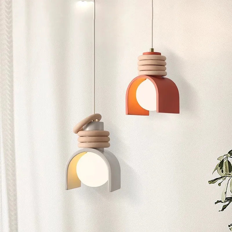 Wabi-Sabi Sculptural Resin Japanese Minimalist Organic Form Pendant Light