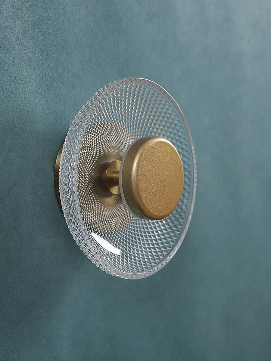 Textured and Colored Glass Disc Sculptural Wall Light