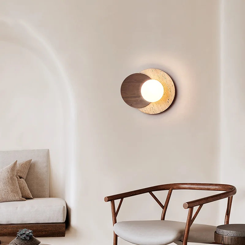 Wabi-Sabi Organic Stone And Wood Textured Wall Light