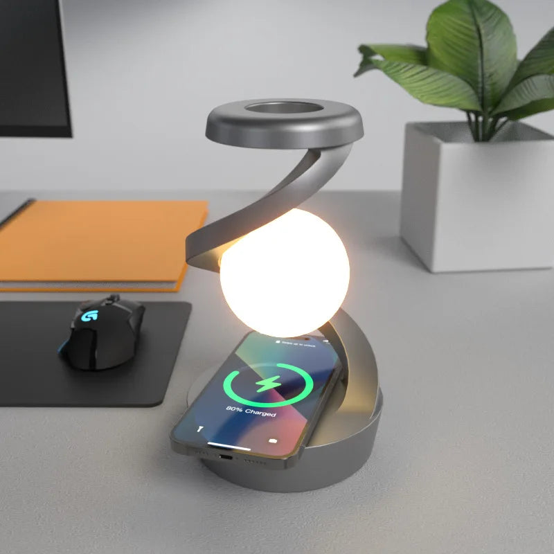 Spiral Arm Sphere Gesture Control Wireless Charging Table Lamp
