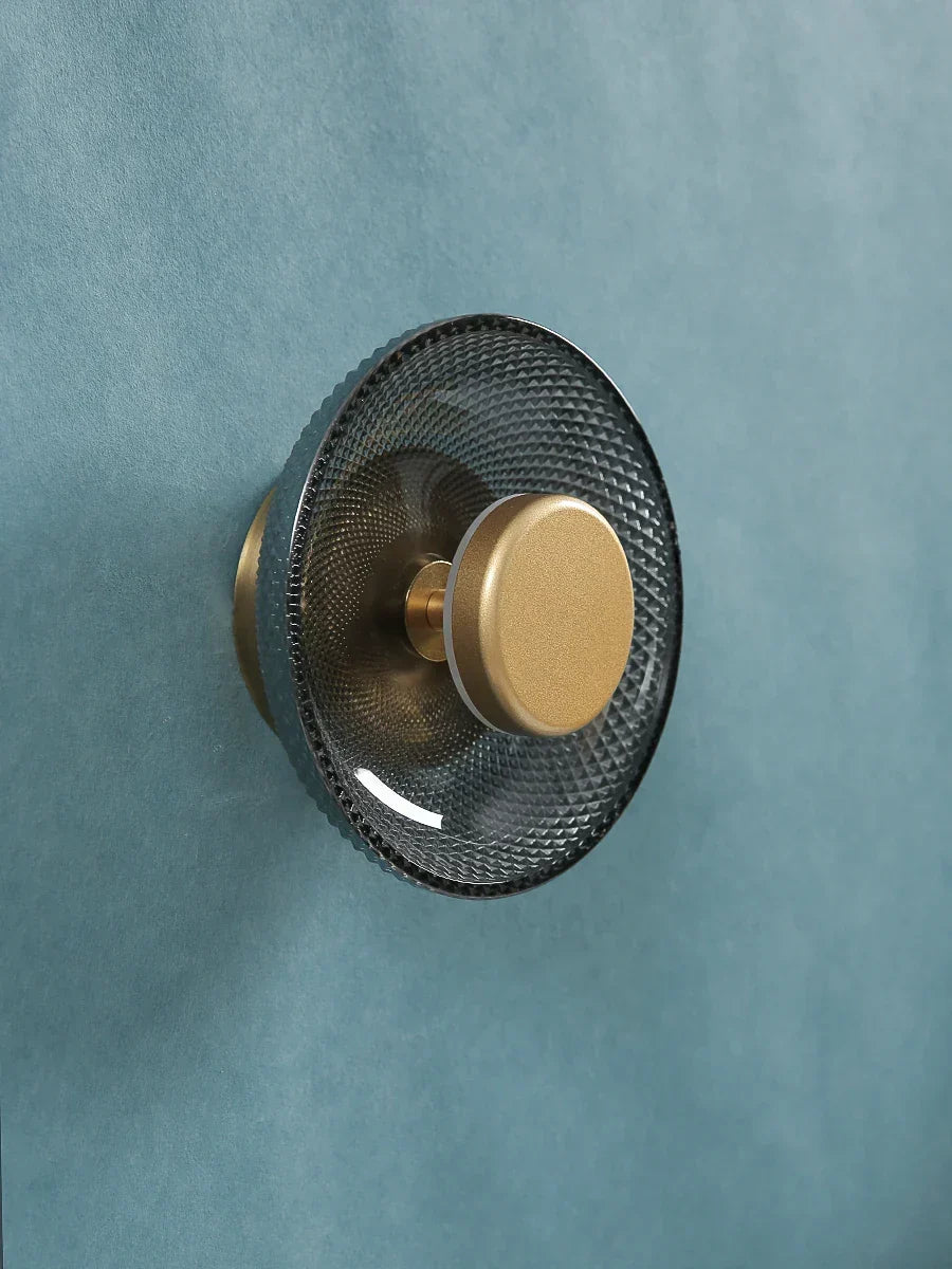 Textured and Colored Glass Disc Sculptural Wall Light