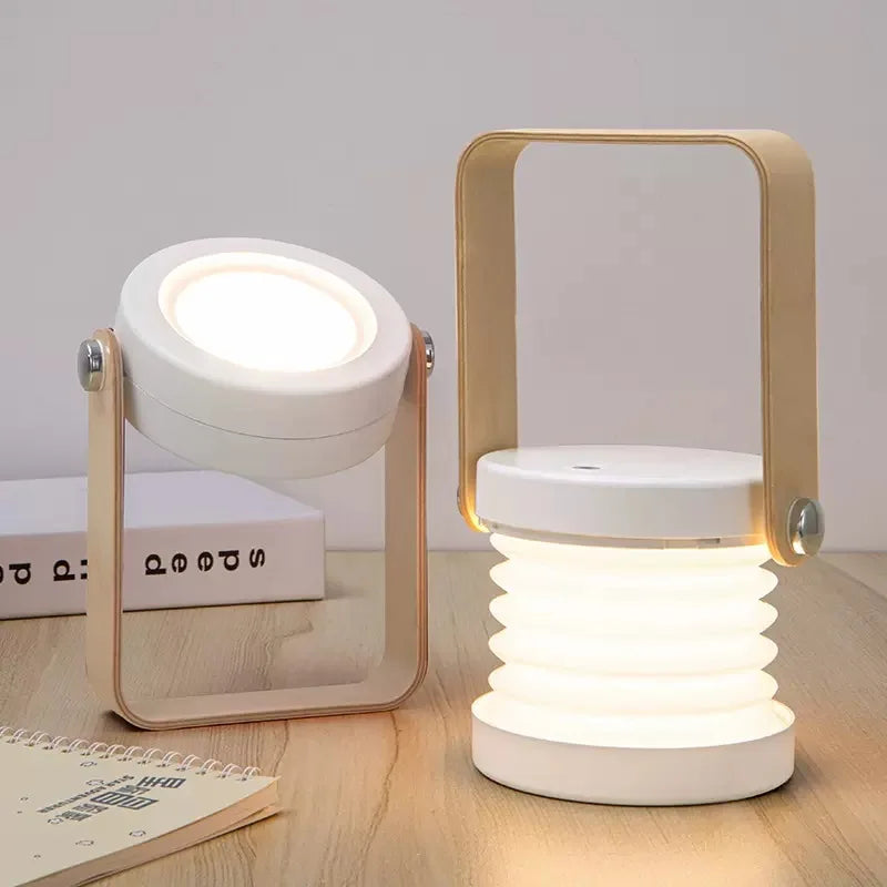Foldable Wooden Handle Scandinavian Minimalist Rechargeable Portable Table Lamp