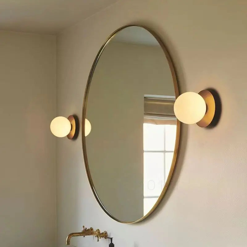 Nordic Opal Globe Glass Wrought Iron Wall Light