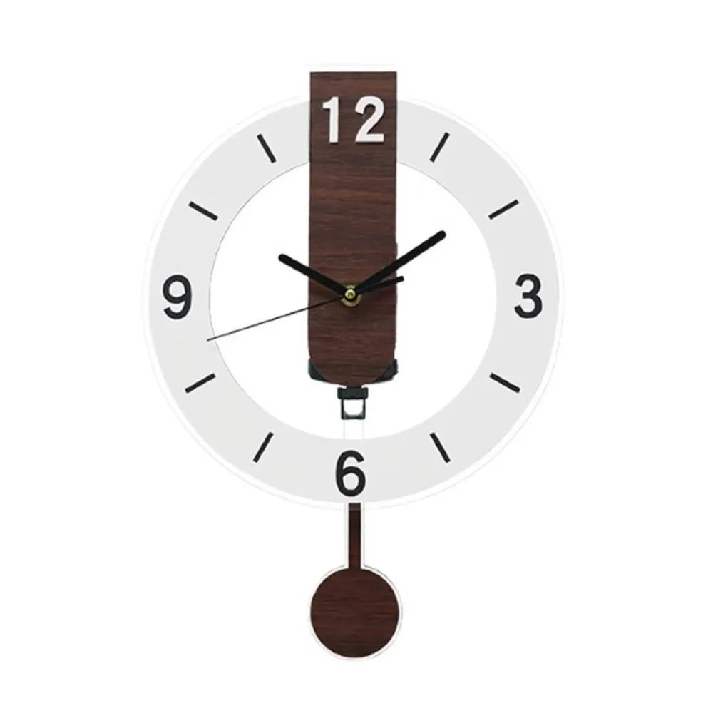 Minimalist Open Frame Acrylic Wood Pendulum Wall Clock