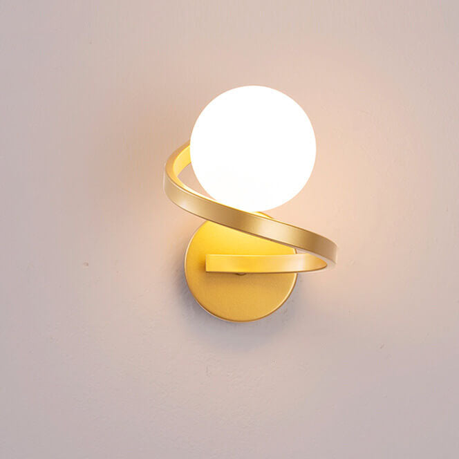 Modern Spiral Frame Frosted Glass Globe Wall Light