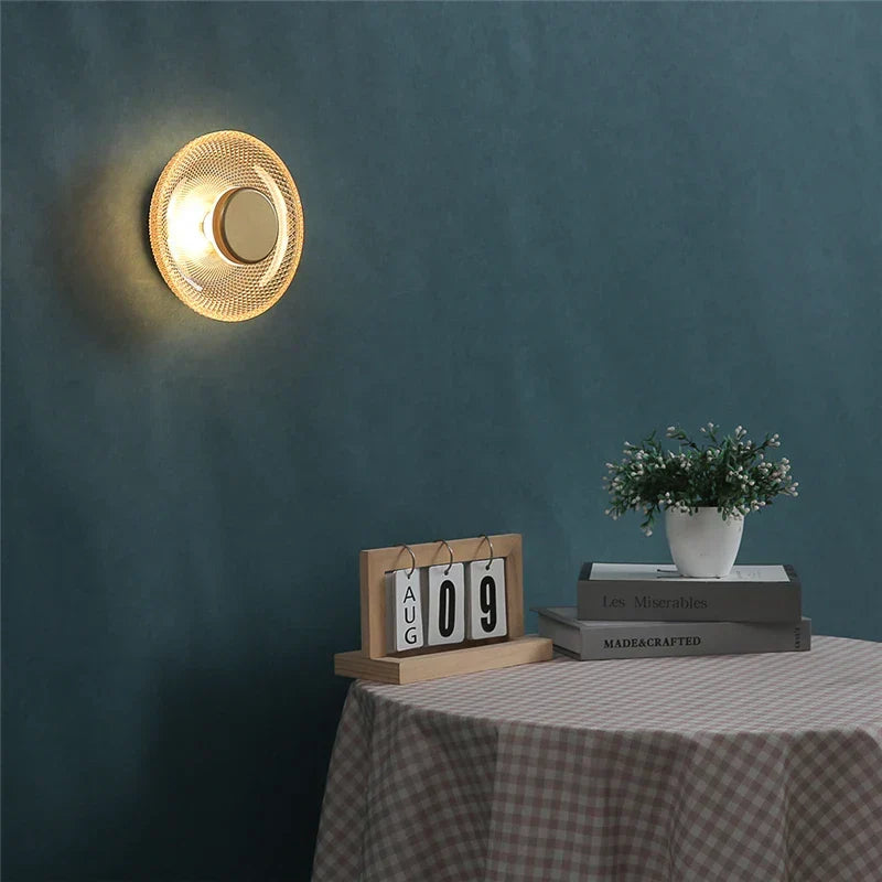 Textured and Colored Glass Disc Sculptural Wall Light