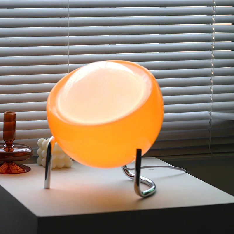 Bauhaus Sculptural Glass Table Lamp With Textured Steel Base