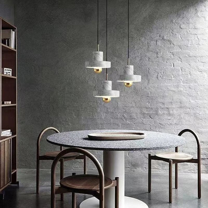 Sculptural Natural Marble Stone Postmodern Pendant Light