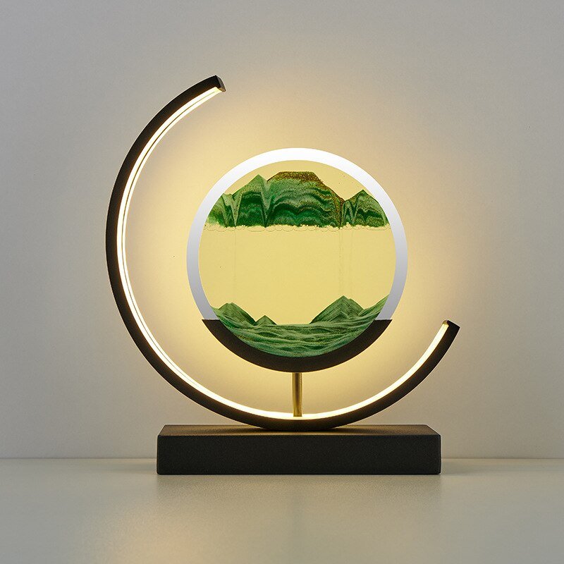 Rotating Sand Art Sculpture Table Lamp With Ambient Illumination
