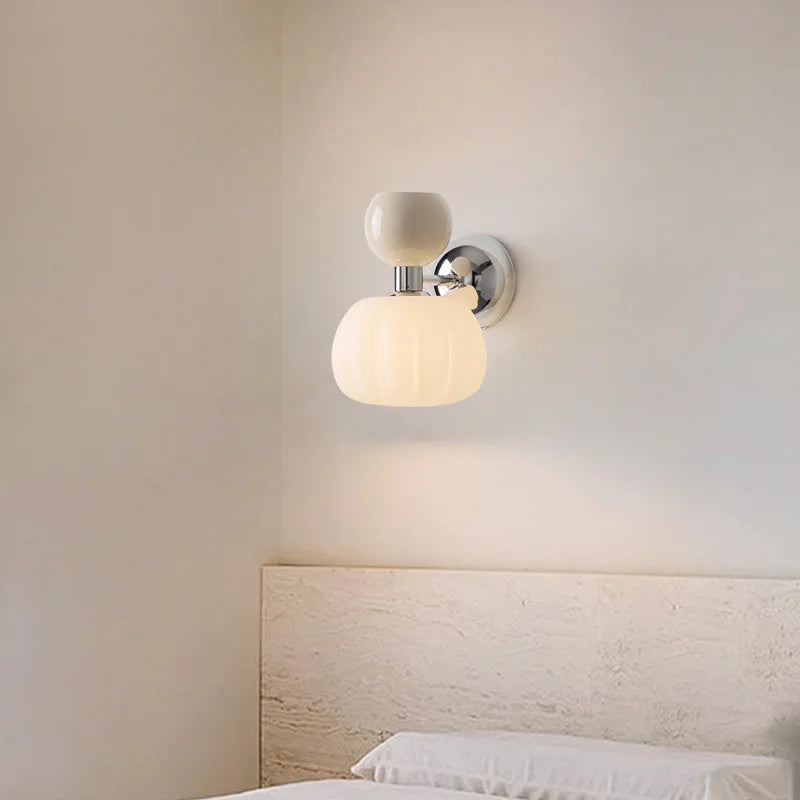 Sculptural Pumpkin Shaped Glass Nordic Wall Light