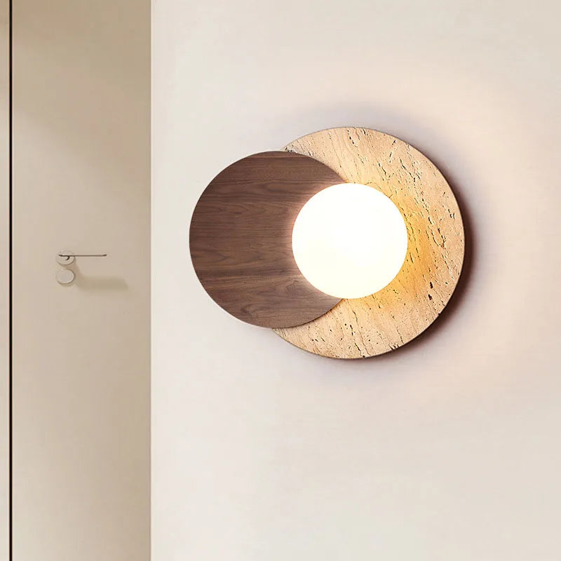 Wabi-Sabi Organic Stone And Wood Textured Wall Light