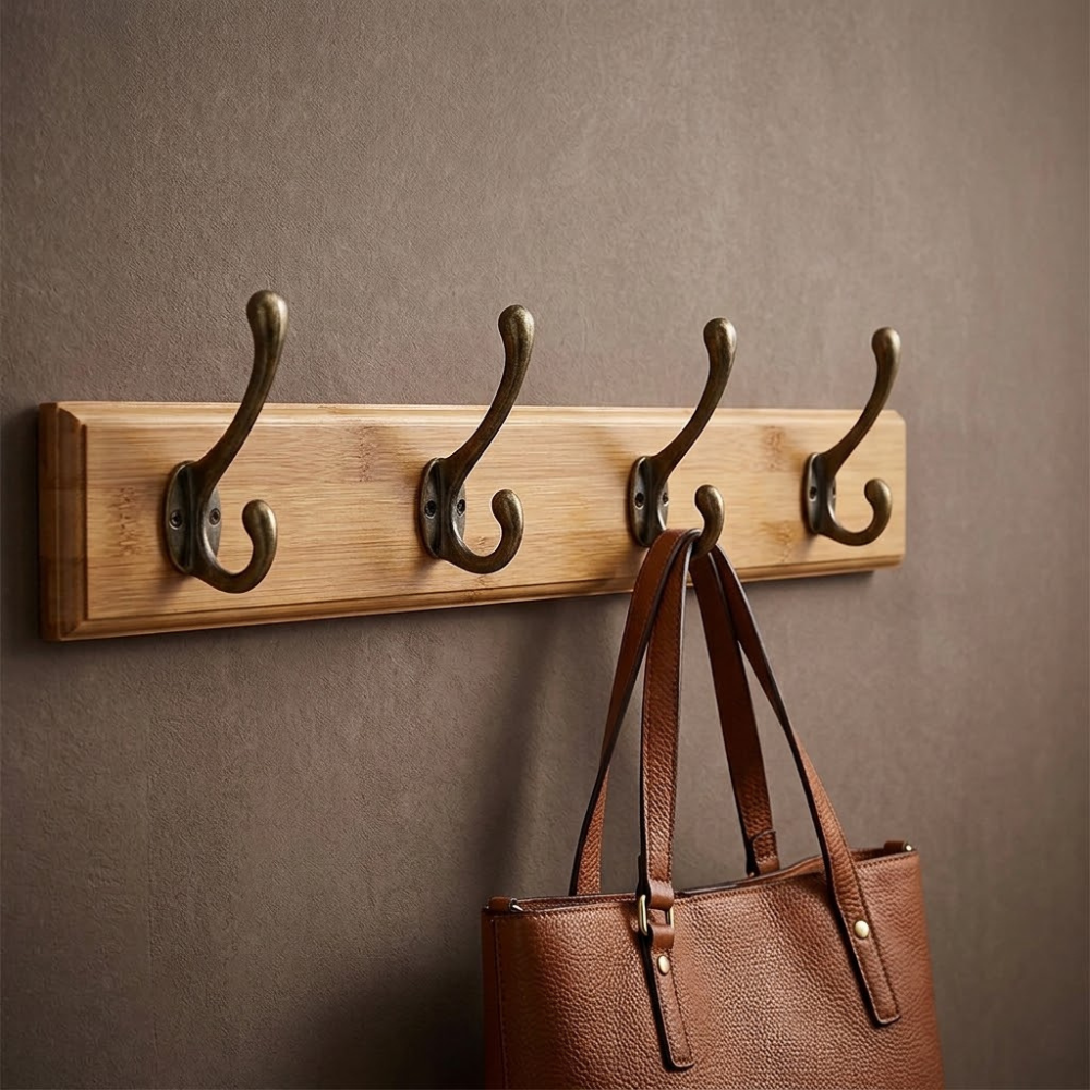 Sculptural Minimalist Organic Wooden Wall Mounted Coat Rack