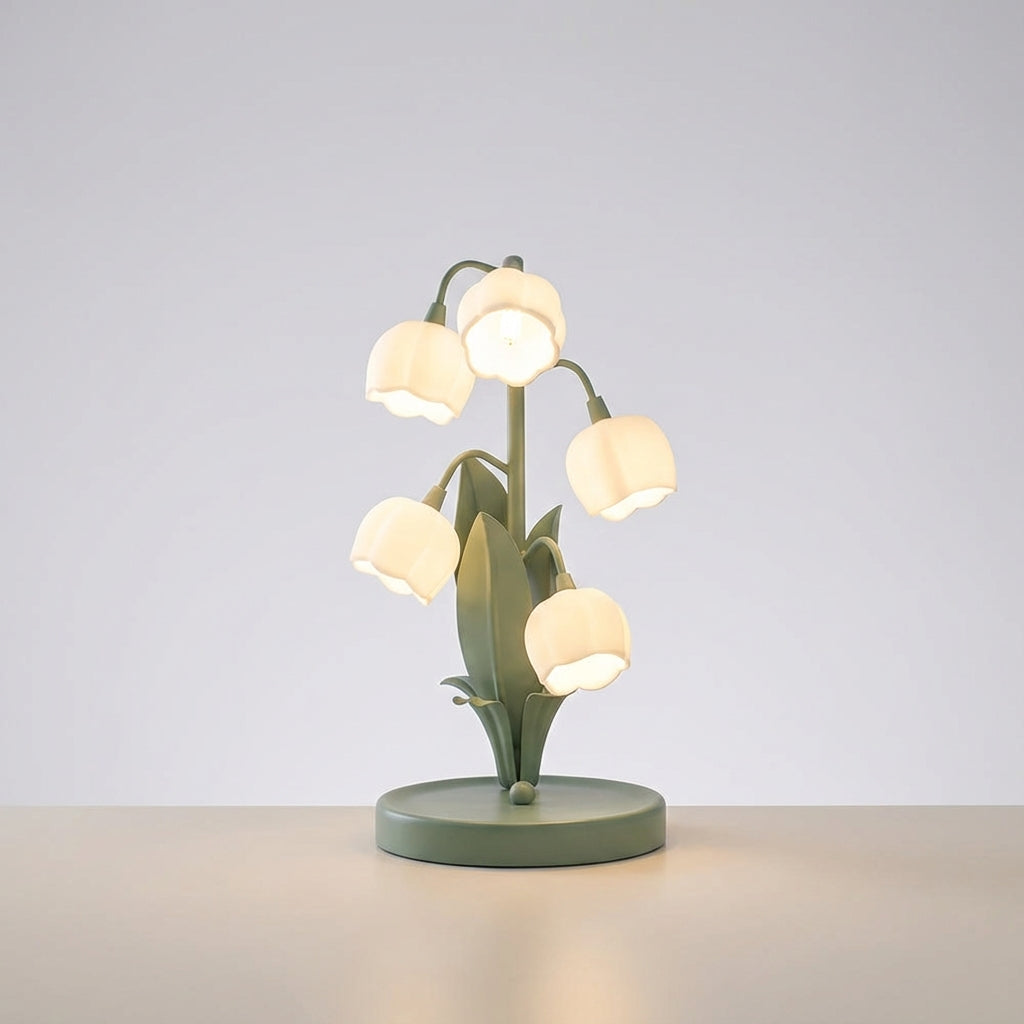 Sculptural Orchid Petal Shade Slim Metal Table Lamp