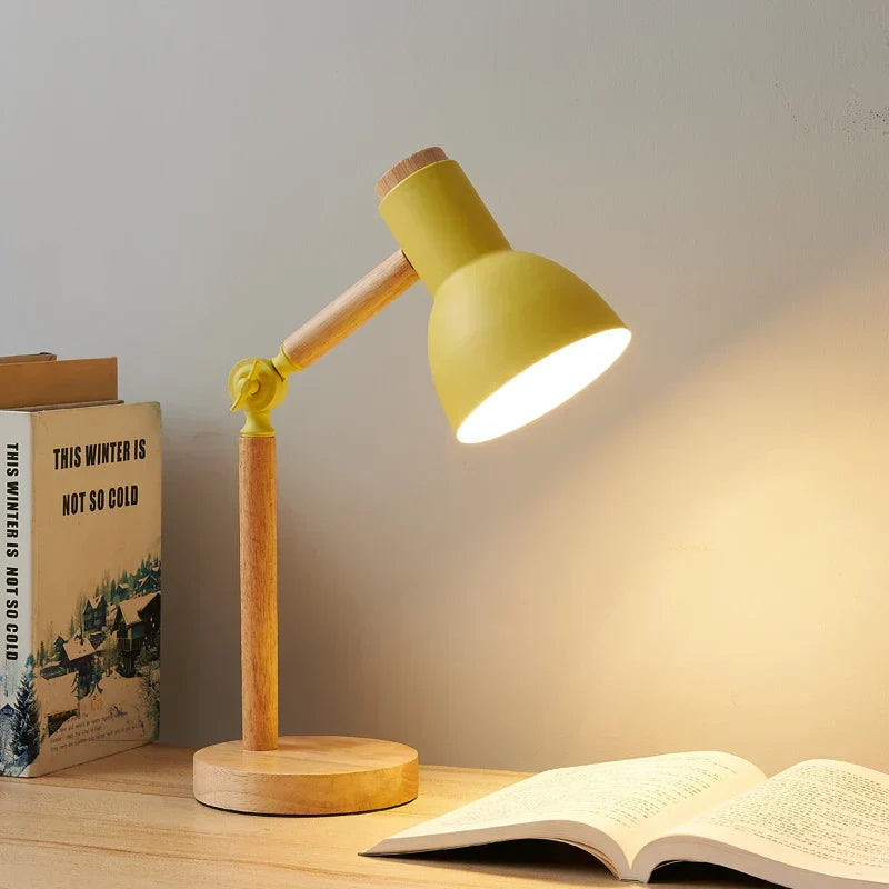 Nordic Wooden Base Adjustable Eye-Friendly Table Lamp