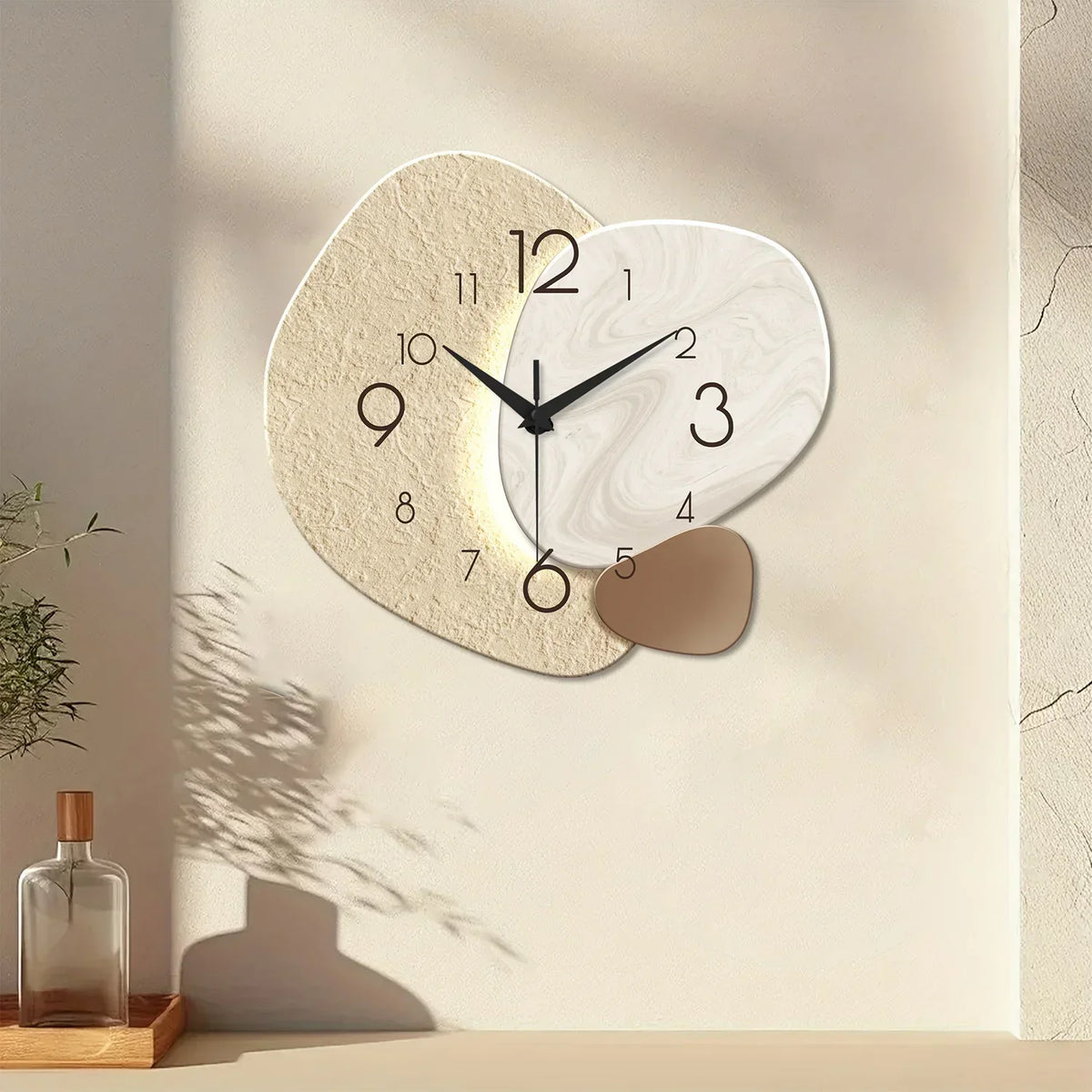 Modern Minimalist Textured Stone Silent Quartz Wall Clock