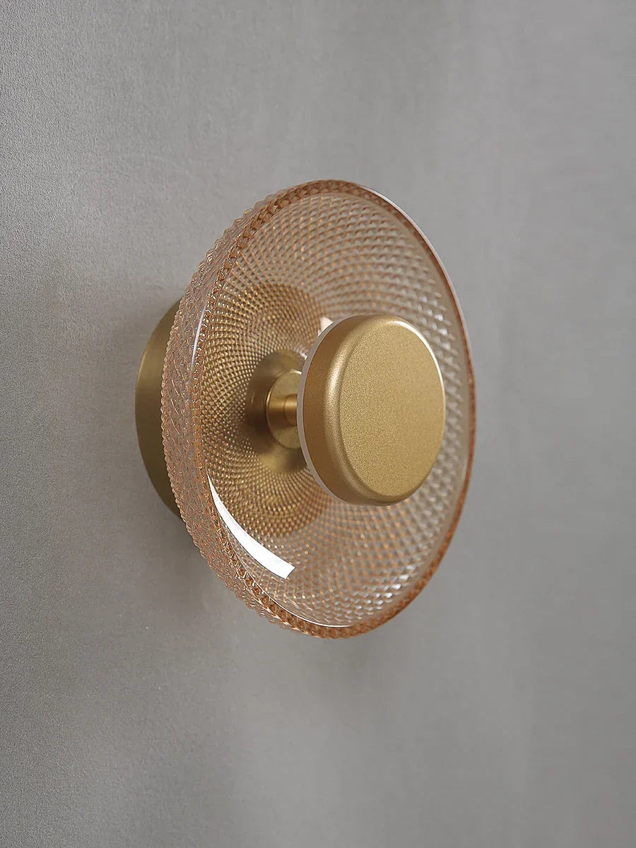 Textured and Colored Glass Disc Sculptural Wall Light