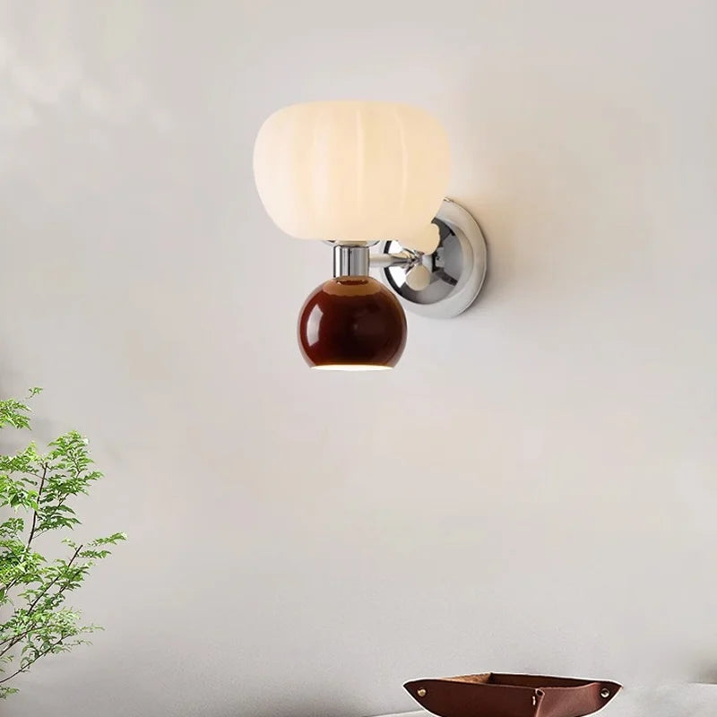 Sculptural Pumpkin Shaped Glass Nordic Wall Light