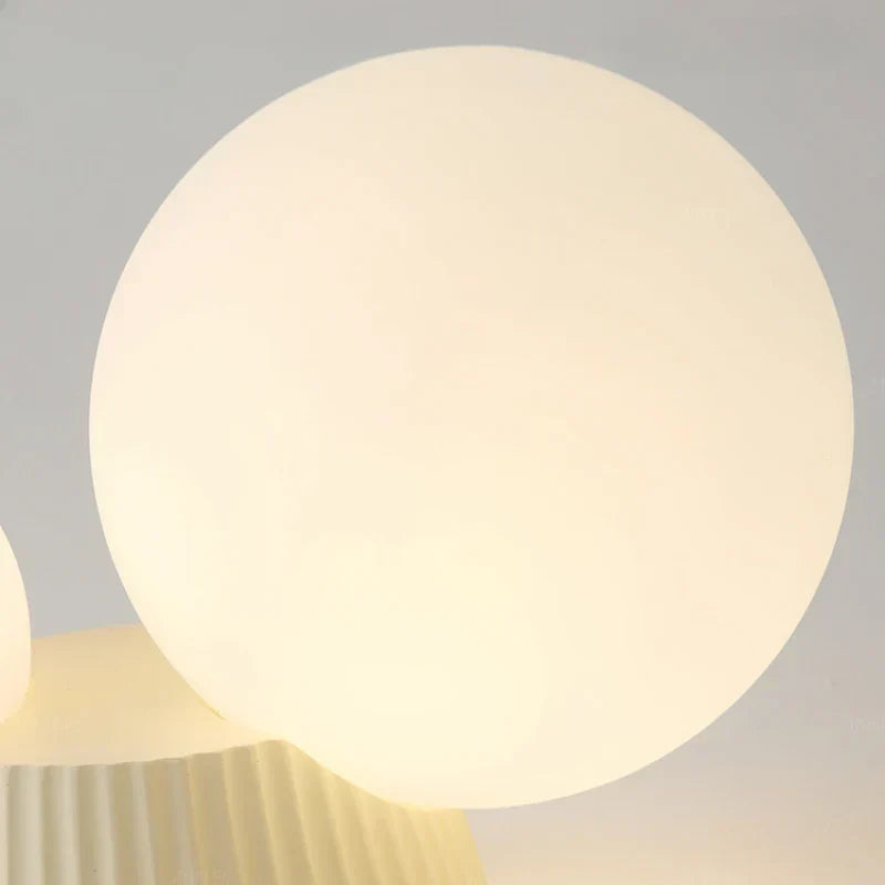Sculptural Ribbed Frosted Double Glass Globe Ceiling Light