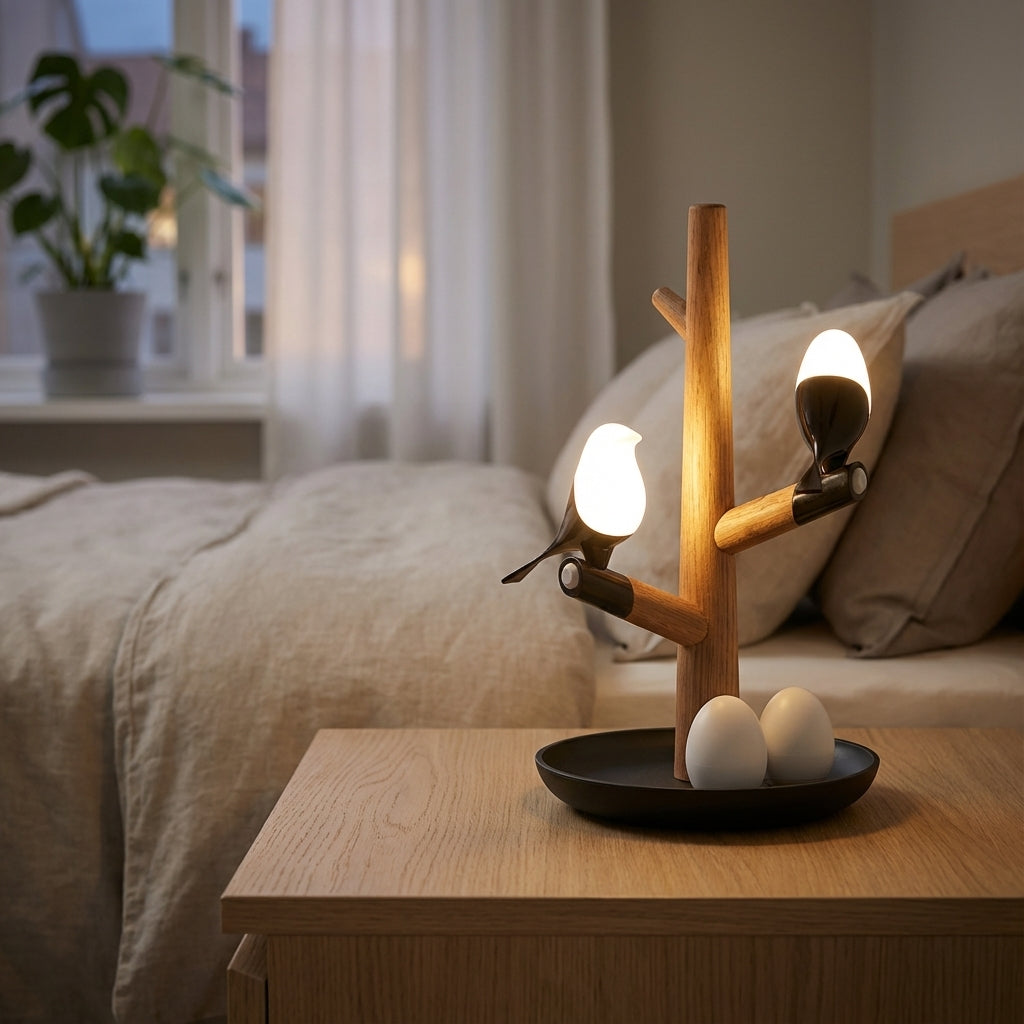 Motion Sensor Bird on Branch Silhouette Tap Control Table Lamp