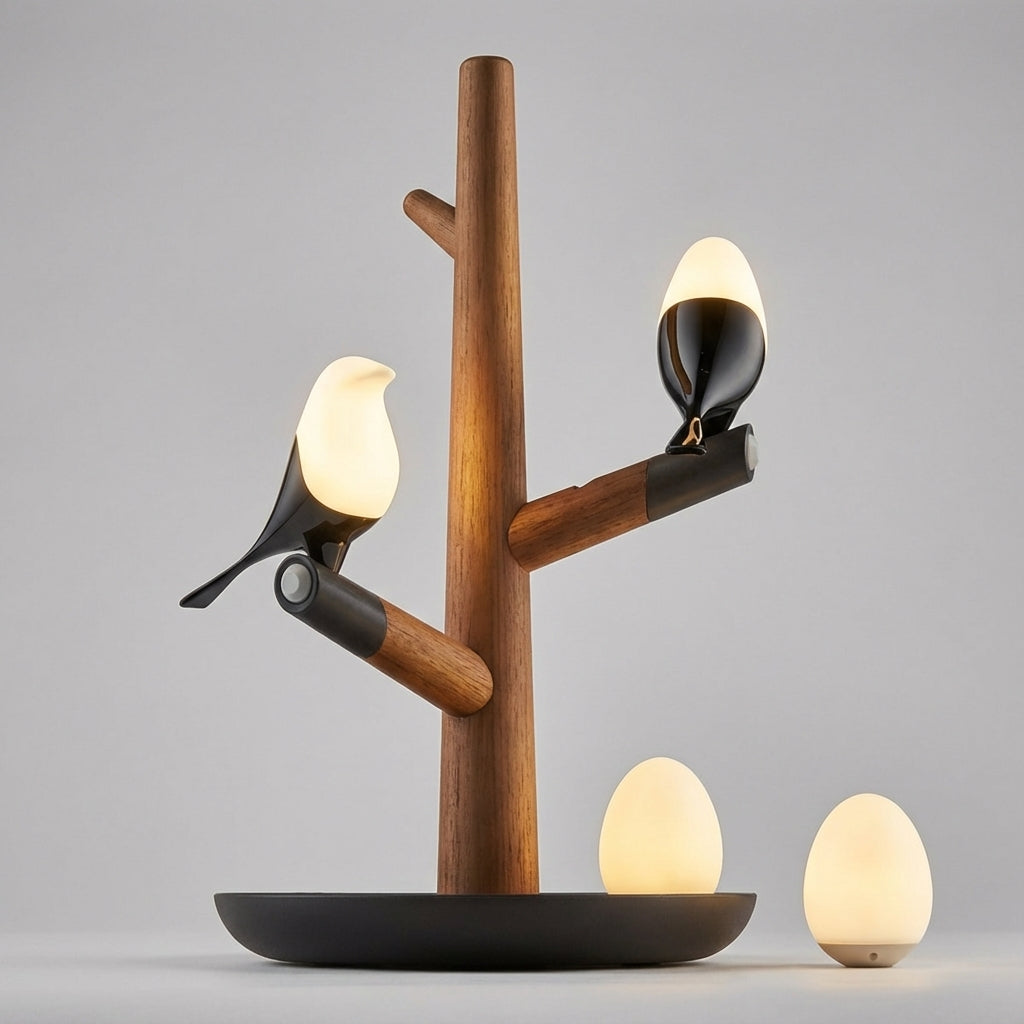Motion Sensor Bird on Branch Silhouette Tap Control Table Lamp