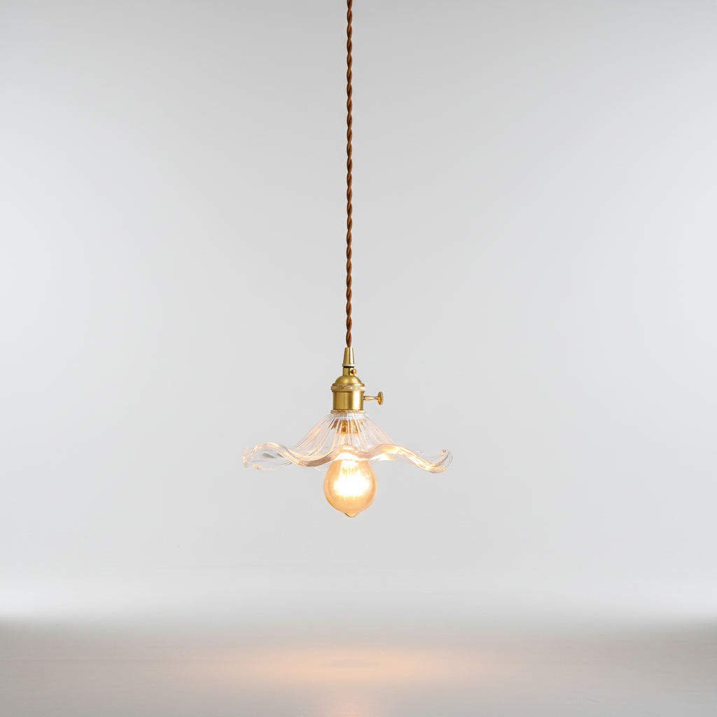 Scandinavian Minimalist Tinted Glass Copper Accent Pendant Light