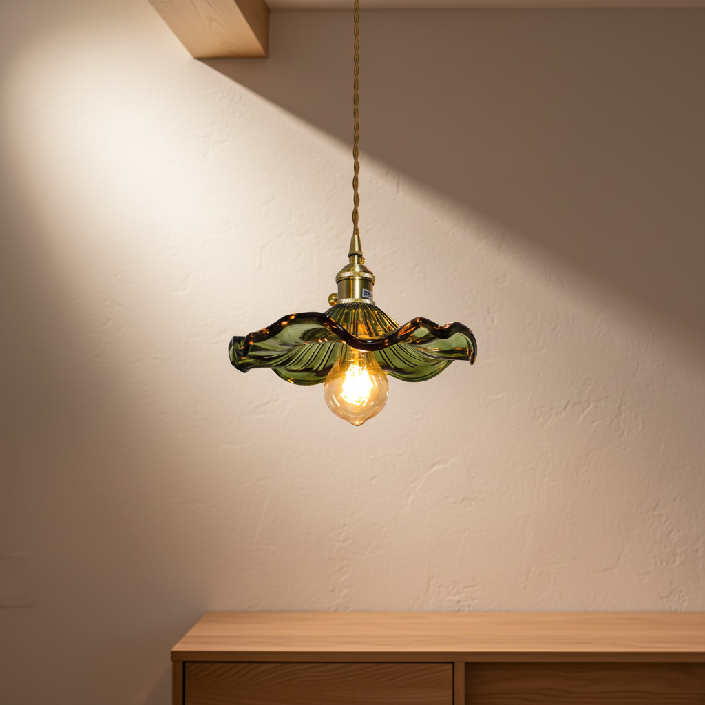 Scandinavian Minimalist Tinted Glass Copper Accent Pendant Light