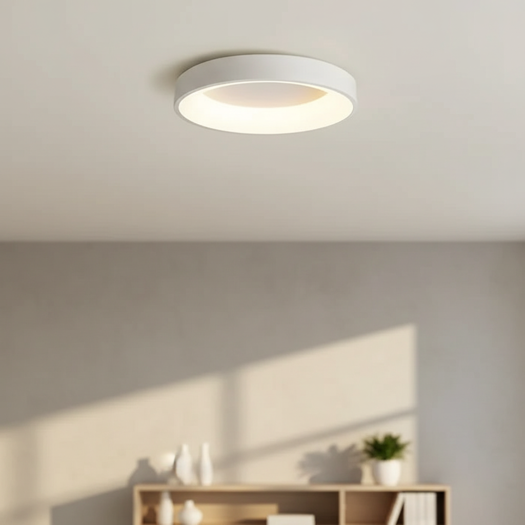 Scandinavian Minimalist Round Aluminum Acrylic Flush Mount Ceiling Light