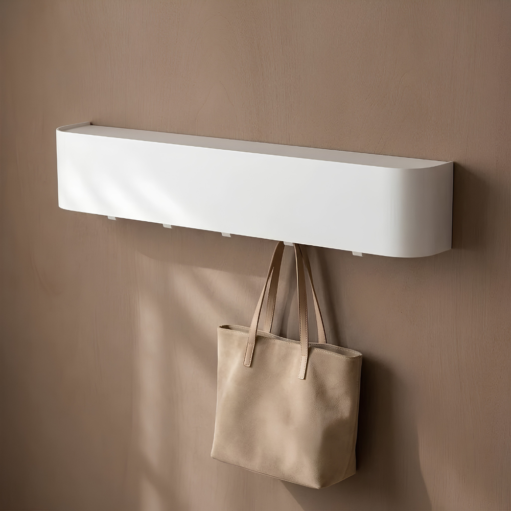 Sleek Geometric Folding Wood Finish Wall Mounted Coat Rack