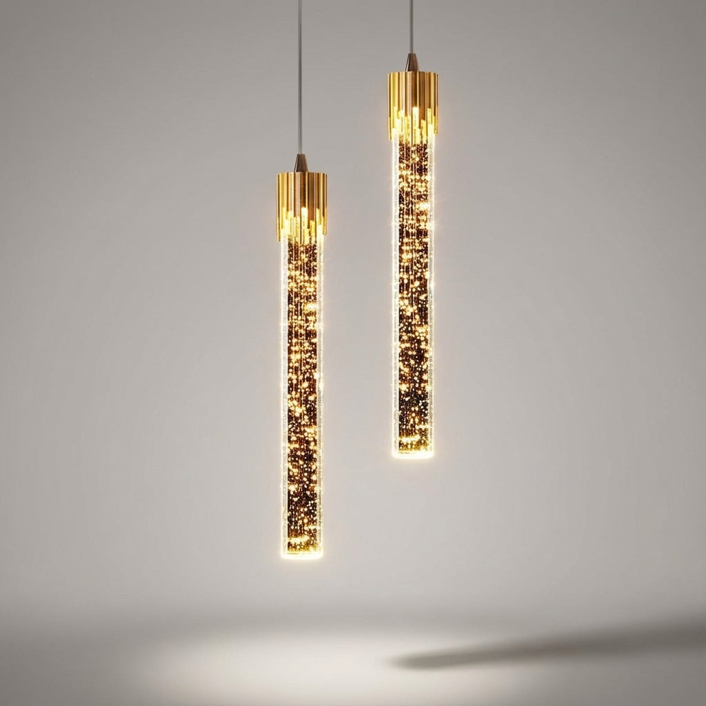 Slim Cylindrical Glass Shade Adjustable Cord Pendant Light