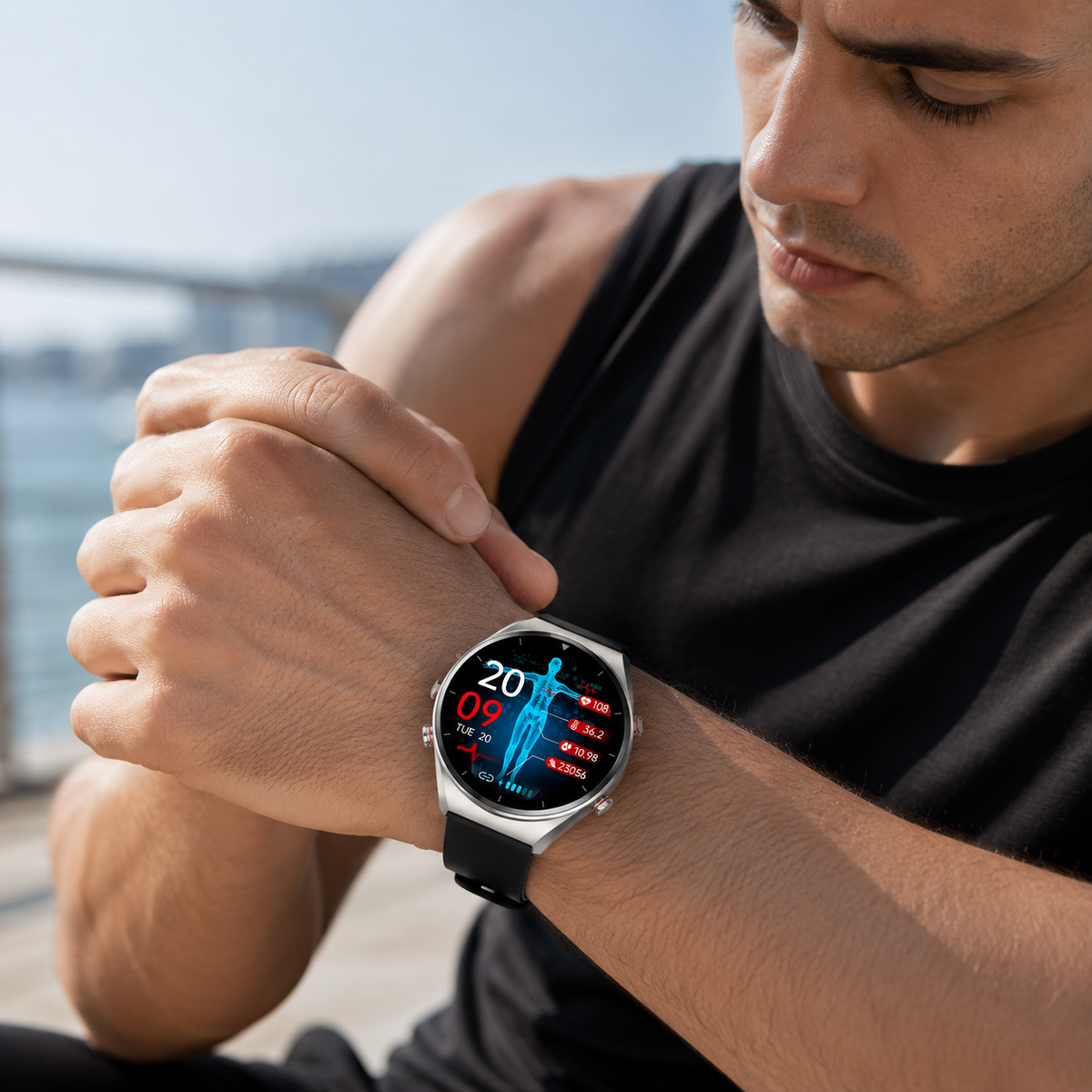 Touchscreen Rechargeable Wearable Smart Watch Fitness Activity Tracker Monitor